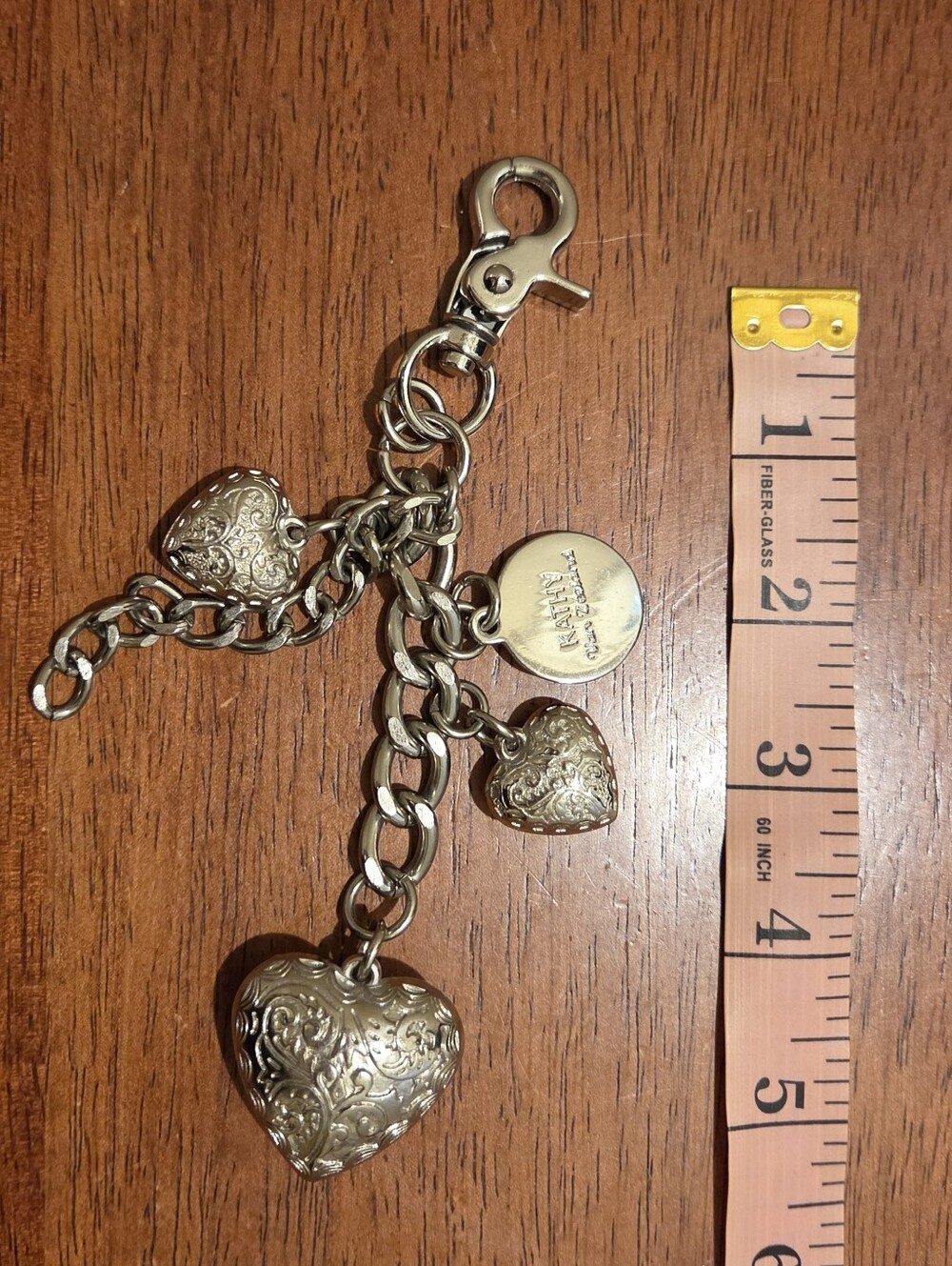 Kathy Van Zeeland Silver-Tone Heart Charm Keychain